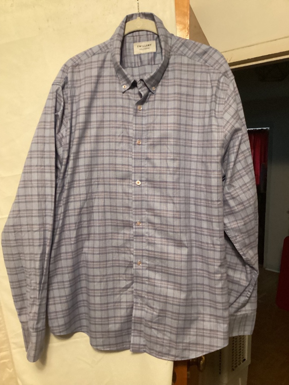 TWILLORY  untuck(able) checked office ,casual wear dress shirt SZ XL